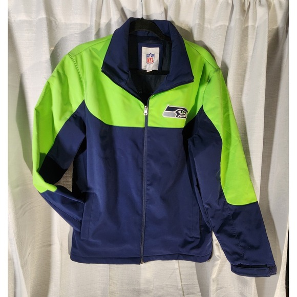 Seattle Seahawks Jacket Mens Large Blue Green Full Zip Logo NFL Football * - Picture 1 of 13